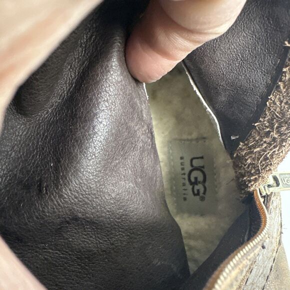 UGG Channing II Boot Dark Brown Leather Pull On 1004509 Equestrian Womens 9.5 - Picture 14 of 16